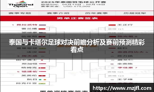 泰国与卡塔尔足球对决前瞻分析及赛前预测精彩看点