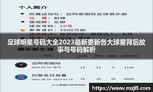 足球明星号码大全2023最新更新各大球星背后故事与号码解析